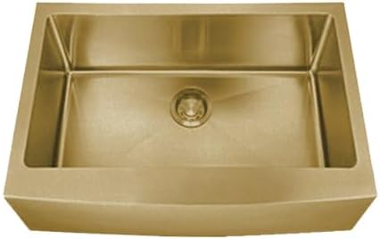 Dakota Marela 30-Inch Farmhouse Apron Kitchen Sink, Single Bowl, 16-Gauge 304 Stainless Steel, Micro Radius Corners, Undermount, Rear Drain, Includes Grid & Strainer- DSM-A3020 (Brushed Nickel).