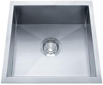 Dakota Zoria Contemporary 16 Gauge Undermount Single Bowl 304 Stainless Steel Bar Sink, Brushed Nickel - DSZ-1616