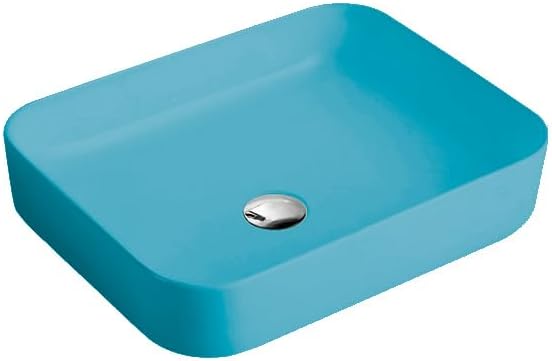 Kylan Contemporary Vitrious China Vessel Vanity Sink- 19.625 in x 15.375 in x 5.5 in (Black/Blue)