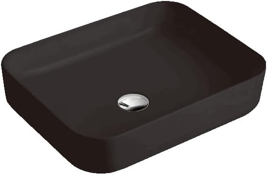 Kylan Contemporary Vitrious China Vessel Vanity Sink- 19.625 in x 15.375 in x 5.5 in (Black/Blue)