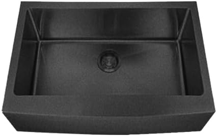 Dakota Marela 30-Inch Farmhouse Apron Kitchen Sink, Single Bowl, 16-Gauge 304 Stainless Steel, Micro Radius Corners, Undermount, Rear Drain, Includes Grid & Strainer- DSM-A3020 (Brushed Nickel).