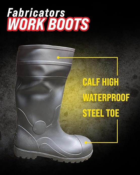 ZAK™ Steel Toe Waterproof Work Boots – PVC Safety Boots, Calf High Protective Work Boot for Construction, Industrial & Outdoor Jobs