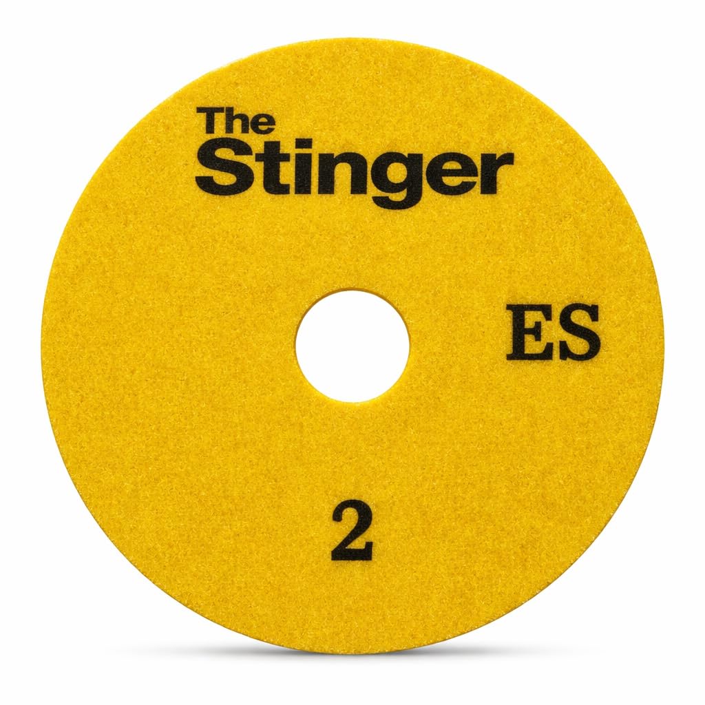 STINGER™ ES 4 Inch 3-Step Wet Diamond Polishing Pad – Step 1-3, Ultra White Resin for Quartz & Engineered Stone, Max RPM 4,000