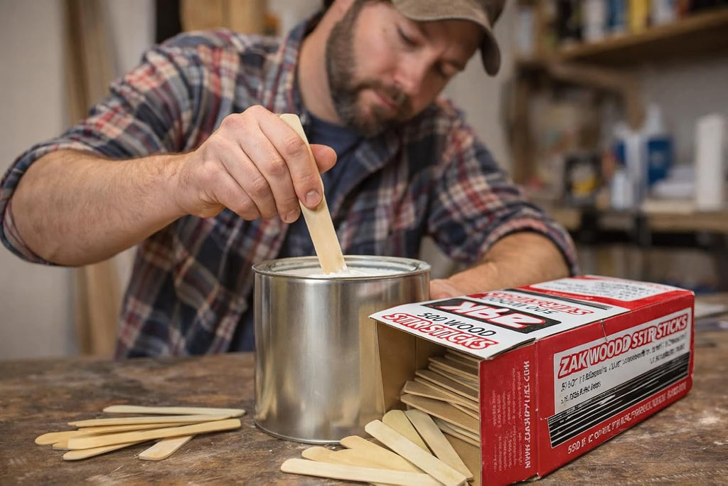 ZAK™ Wood Stir Sticks for Paint, Epoxy & Resin Mixing – 5.5 Inch Wooden Mixing Sticks, Flat & Rounded Ends, 500 Count Box, Installation & DIY Supplies.