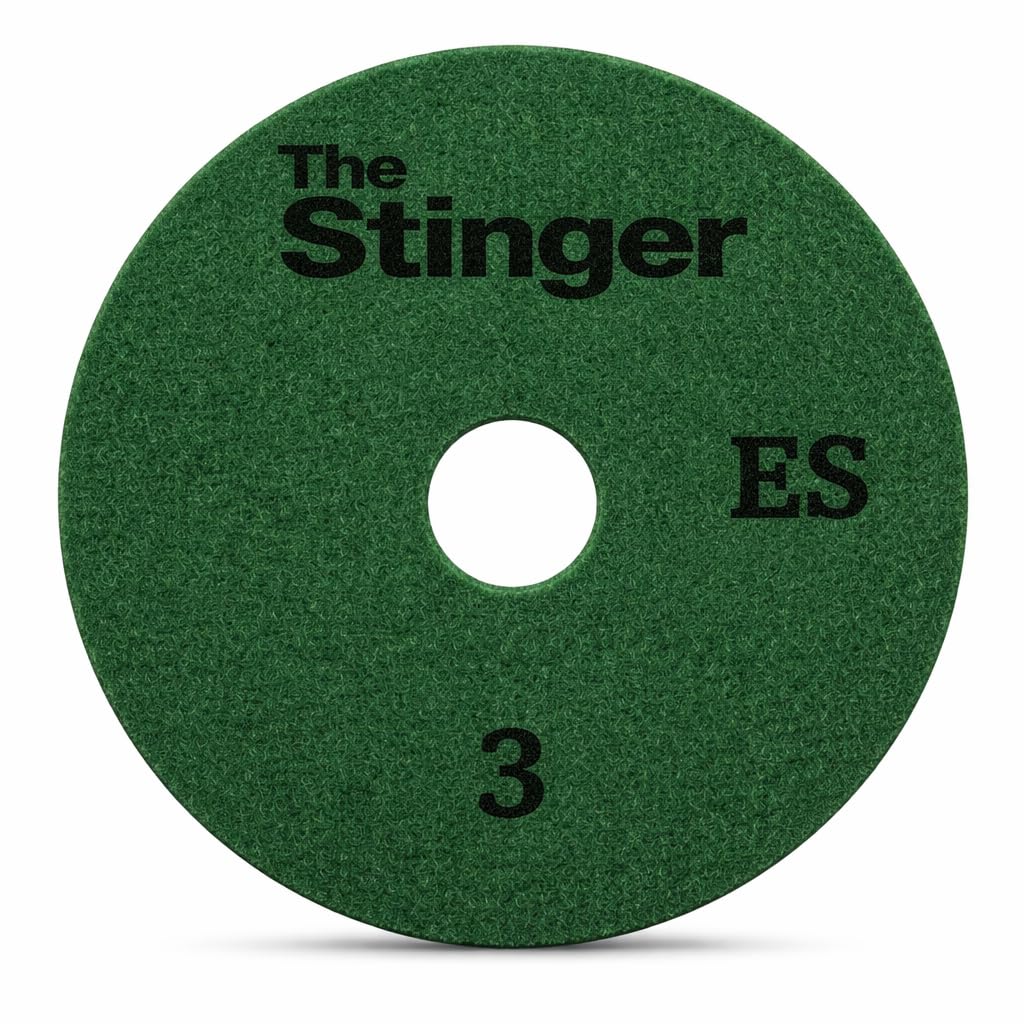 STINGER™ ES 4 Inch 3-Step Wet Diamond Polishing Pad – Step 1-3, Ultra White Resin for Quartz & Engineered Stone, Max RPM 4,000