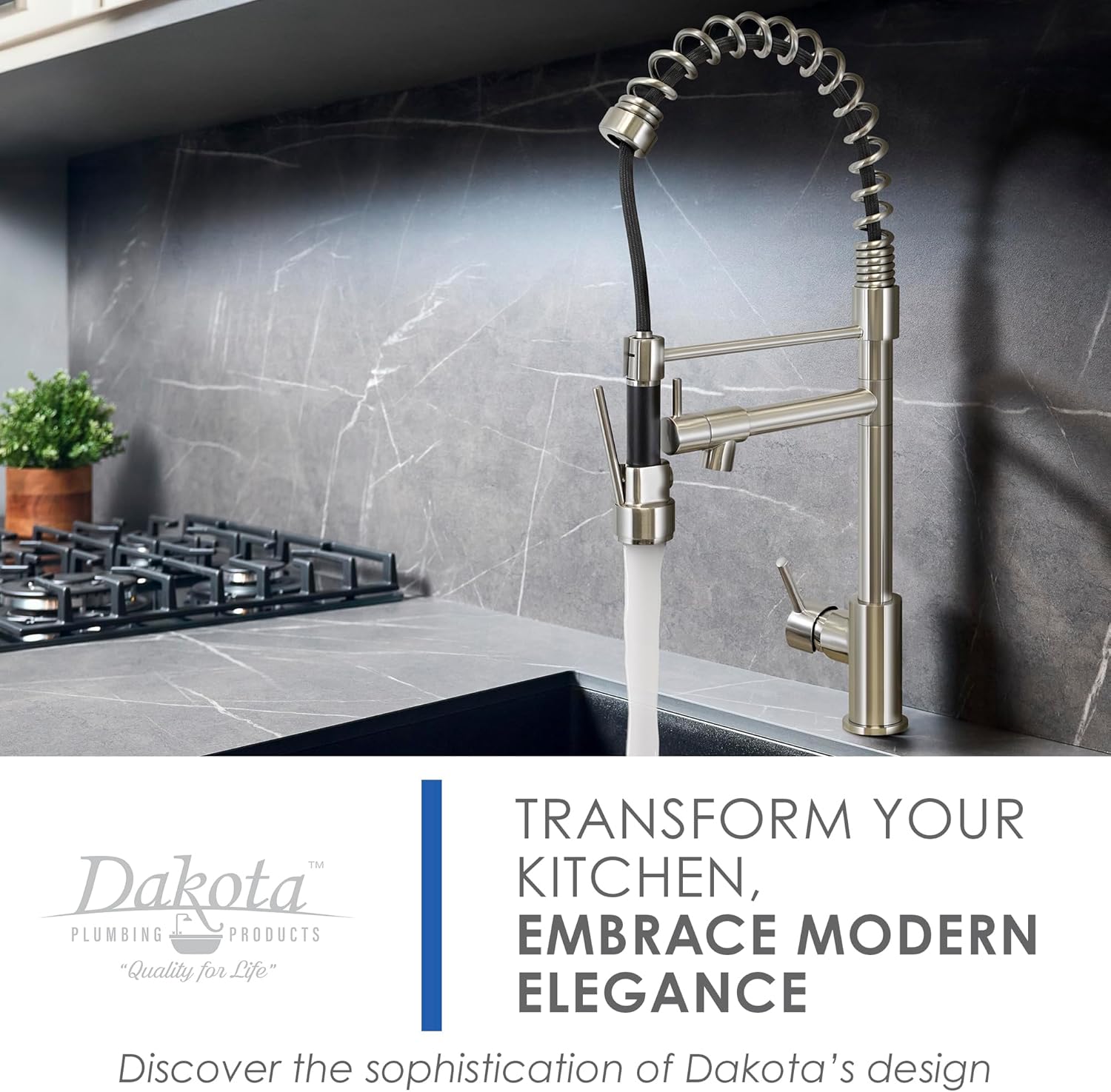 Dakota Pull Down Kitchen Faucet with Pot Filler – Single Hole Commercial Style Kitchen Sink Faucet, 22-Inch High Arc, 1.5 GPM (Brushed Nickel/ Chrome)