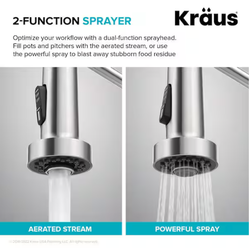 KRAUS Loften All-in-One 33 in Drop In Single Bowl 18-Gauge Stainless Steel Kitchen Sink w/ Bolden Pull Down Faucet in Chrome