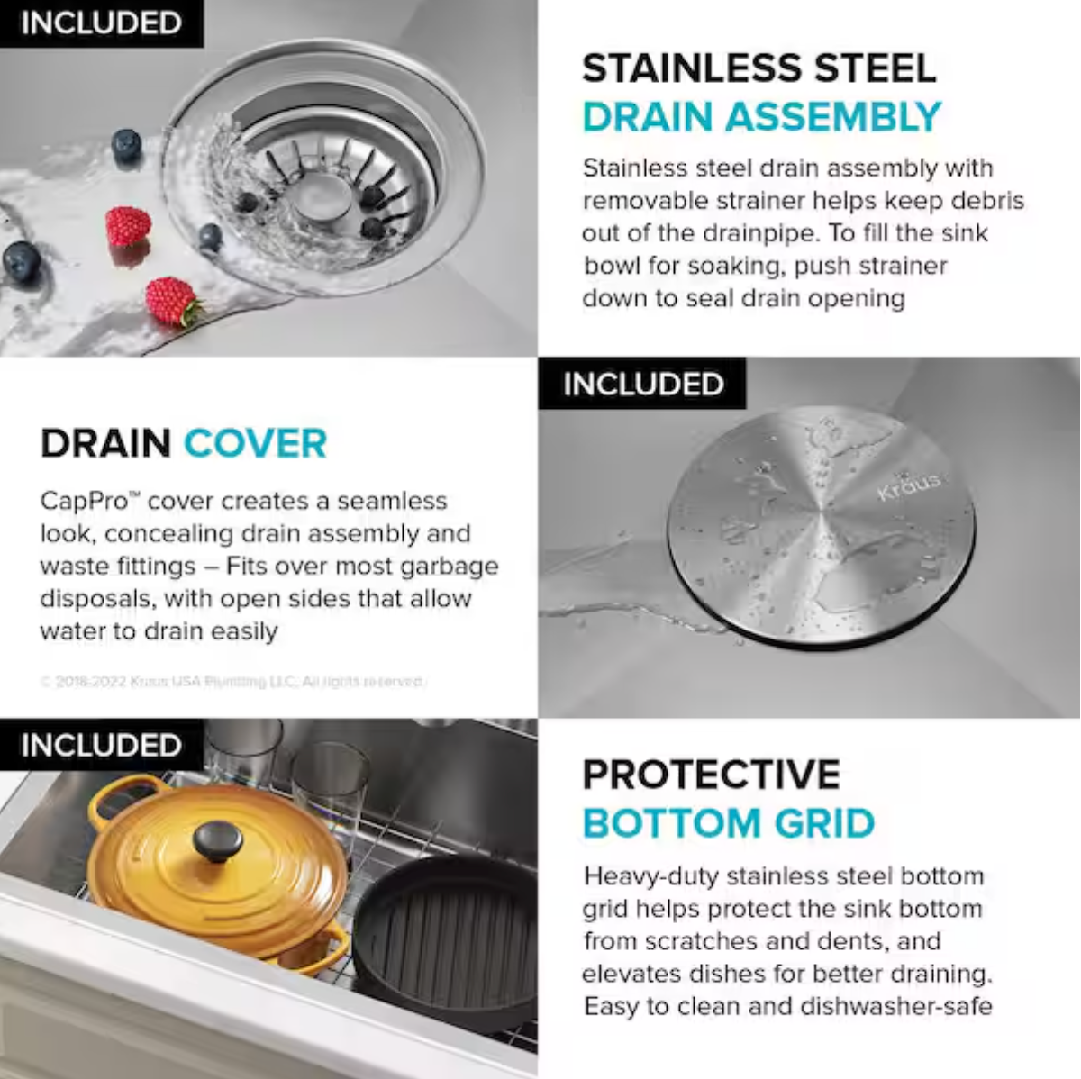 KRAUS Loften All-in-One 33 in Drop In Single Bowl 18-Gauge Stainless Steel Kitchen Sink w/ Bolden Pull Down Faucet in Chrome