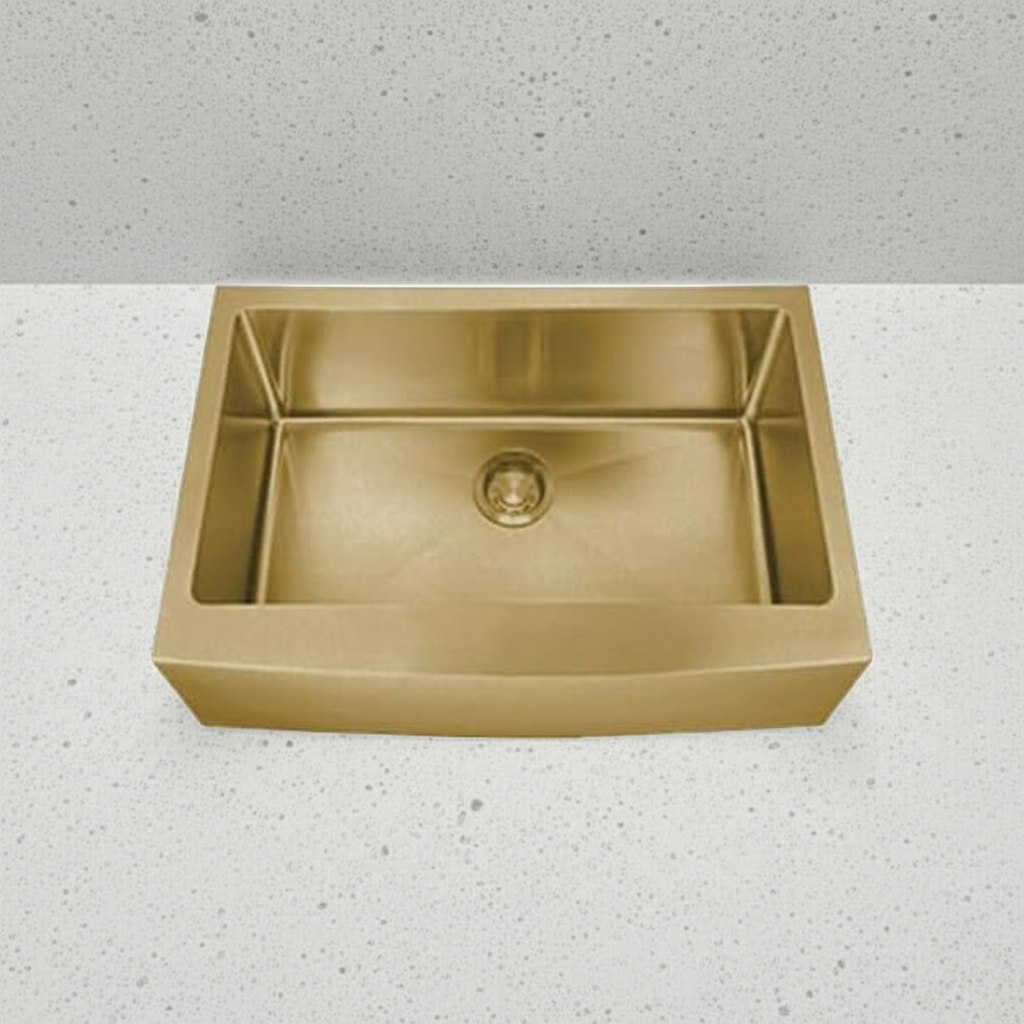 Dakota Marela 30-Inch Farmhouse Apron Kitchen Sink, Single Bowl, 16-Gauge 304 Stainless Steel, Micro Radius Corners, Undermount, Rear Drain, Includes Grid & Strainer- DSM-A3020 (Brushed Nickel).